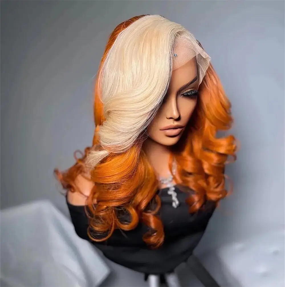 Ginger 13x6 Transparent Lace Front Wig Body Wave Wigs For Women 613 Colored 13x4 Lace Front Blonde Human Hair Pre Plucked Wigs 1