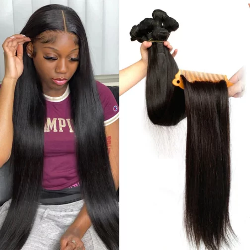 Bone Straight Hair Bundles 36 38 40 Inch Human Hair Bundles Brazilian Straight Weave Natural Remy Hair Extensions 1/3/4 Bundles 1