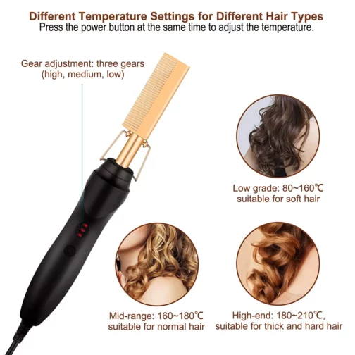 Hot Comb Hair Straightener 2 in1 Fast Heating Straightener And Curling Iron Heated Press Comb Flat Irons Styler Corrugation Tool 4