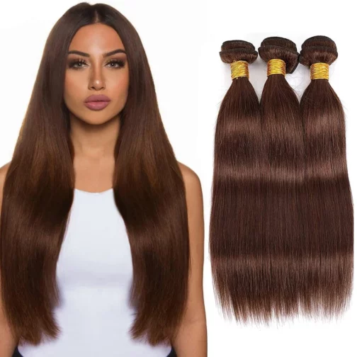 Brown Bundles Human Hair Light Brown Straight Bundles #4 Bundles Brazilian Straight Human Hair Unprocessed Brazilian Human Hair 1