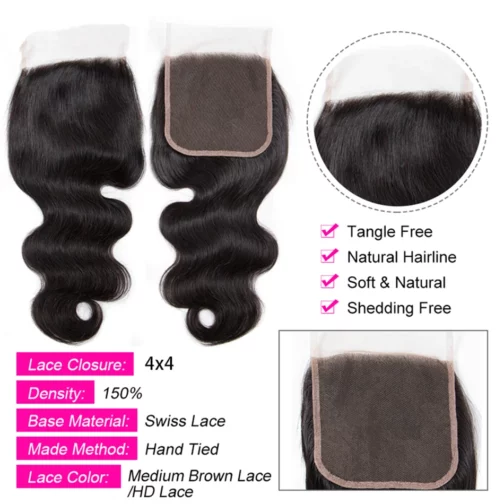 12A Peruvian Body Wave Bundles With Closure 100% Unprocessed Virgin Human Hair Bundles With Closure Loose Body Wave Extensions 3